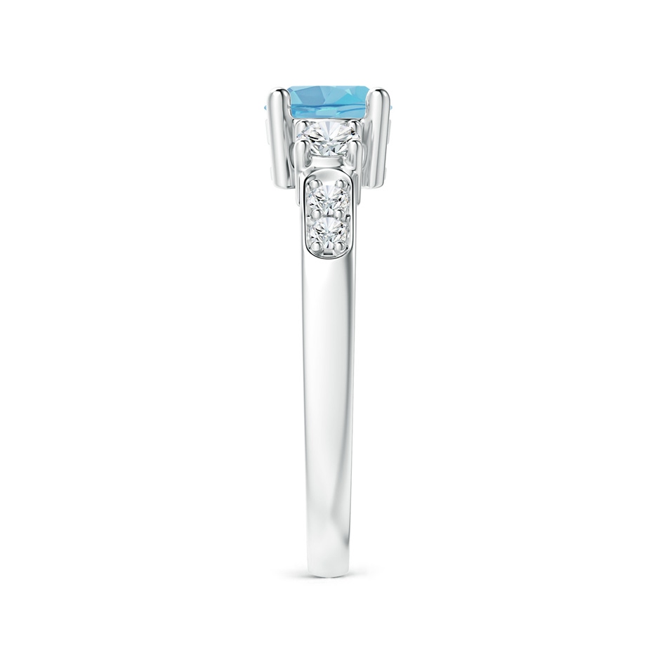 6mm A Three Stone Swiss Blue Topaz and Diamond Ring in White Gold side-2