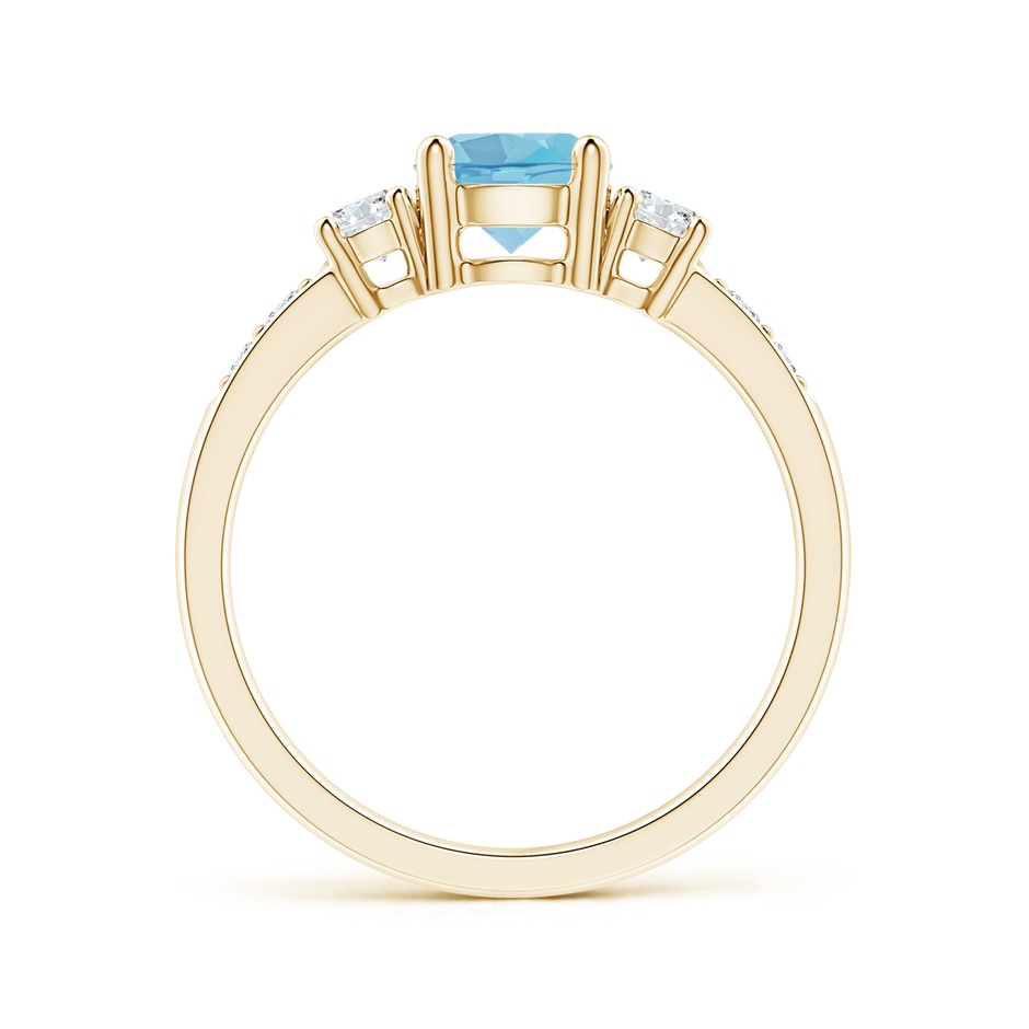 6mm A Three Stone Swiss Blue Topaz and Diamond Ring in Yellow Gold side-1