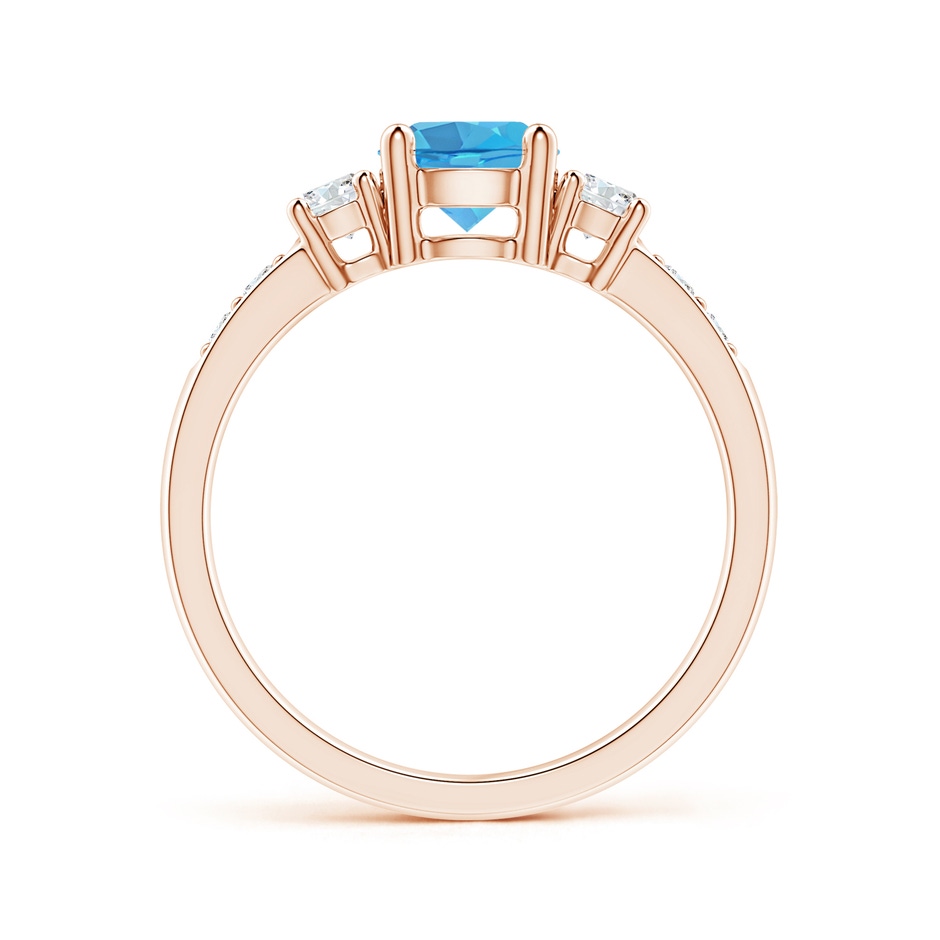 6mm AA Three Stone Swiss Blue Topaz and Diamond Ring in Rose Gold side-1