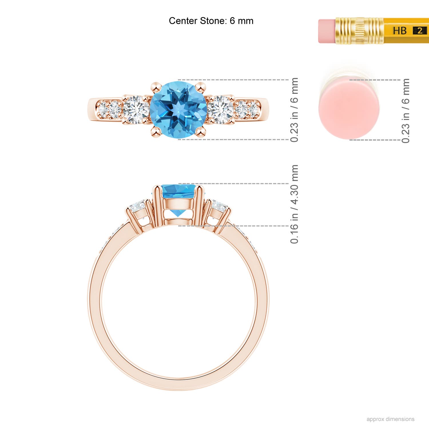 AA - Swiss Blue Topaz / 1.28 CT / 14 KT Rose Gold