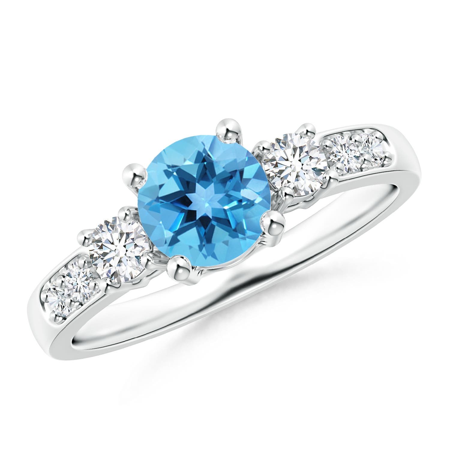 AA - Swiss Blue Topaz / 1.28 CT / 14 KT White Gold