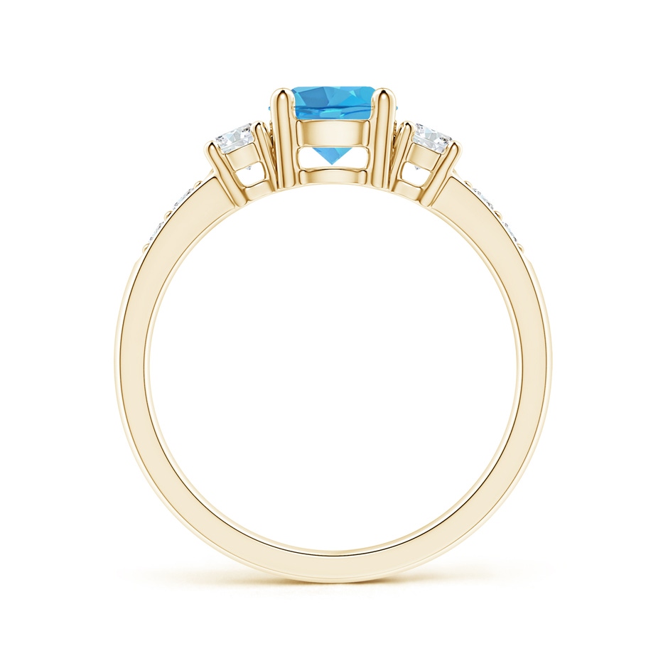 6mm AA Three Stone Swiss Blue Topaz and Diamond Ring in Yellow Gold side-1
