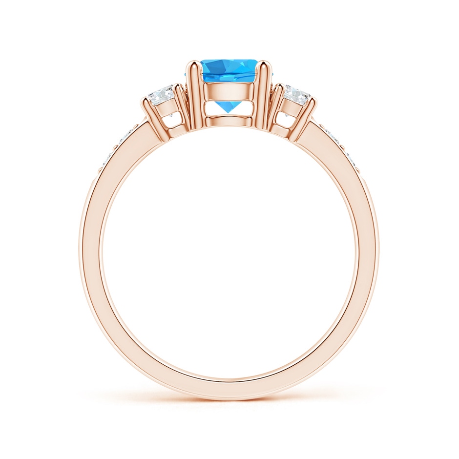 6mm AAA Three Stone Swiss Blue Topaz and Diamond Ring in Rose Gold side-1