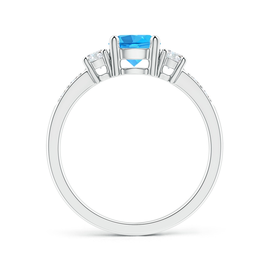6mm AAA Three Stone Swiss Blue Topaz and Diamond Ring in White Gold Side-1