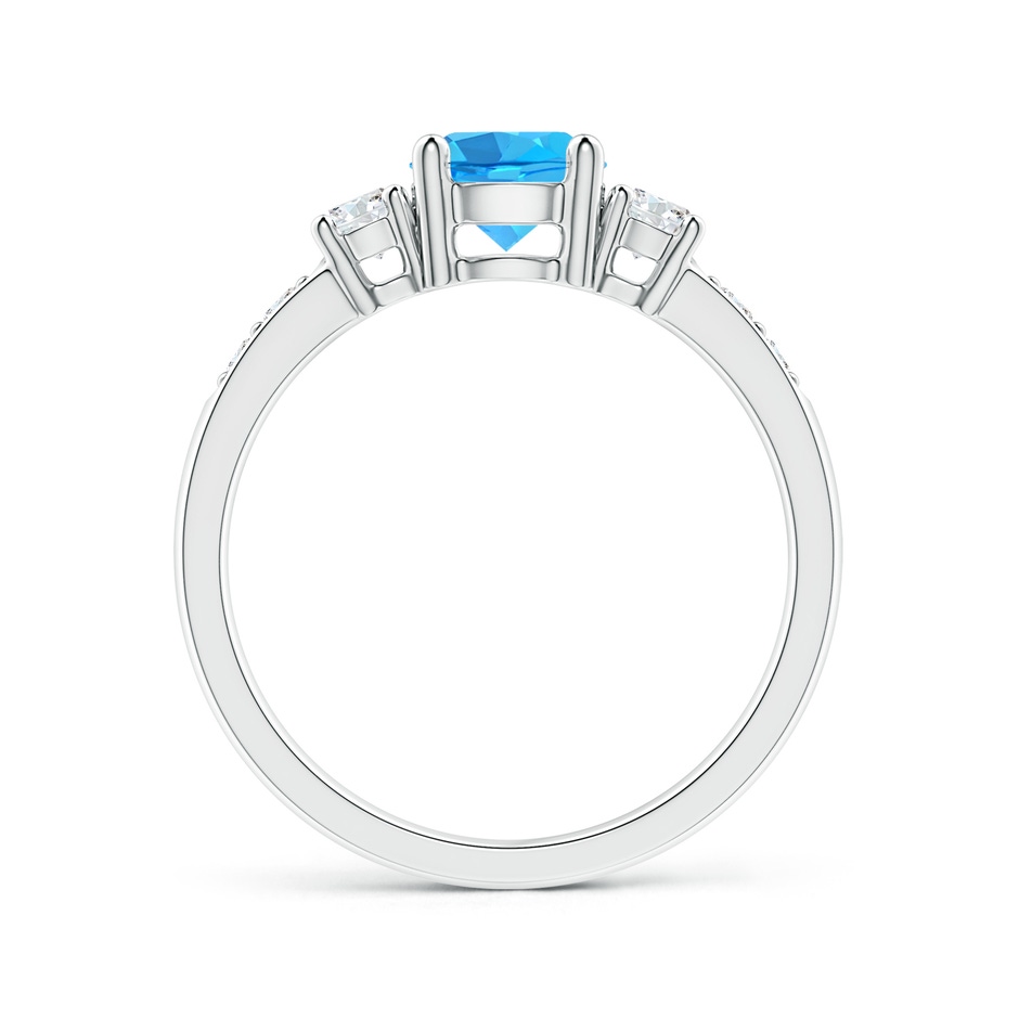 6mm AAA Three Stone Swiss Blue Topaz and Diamond Ring in White Gold side-1