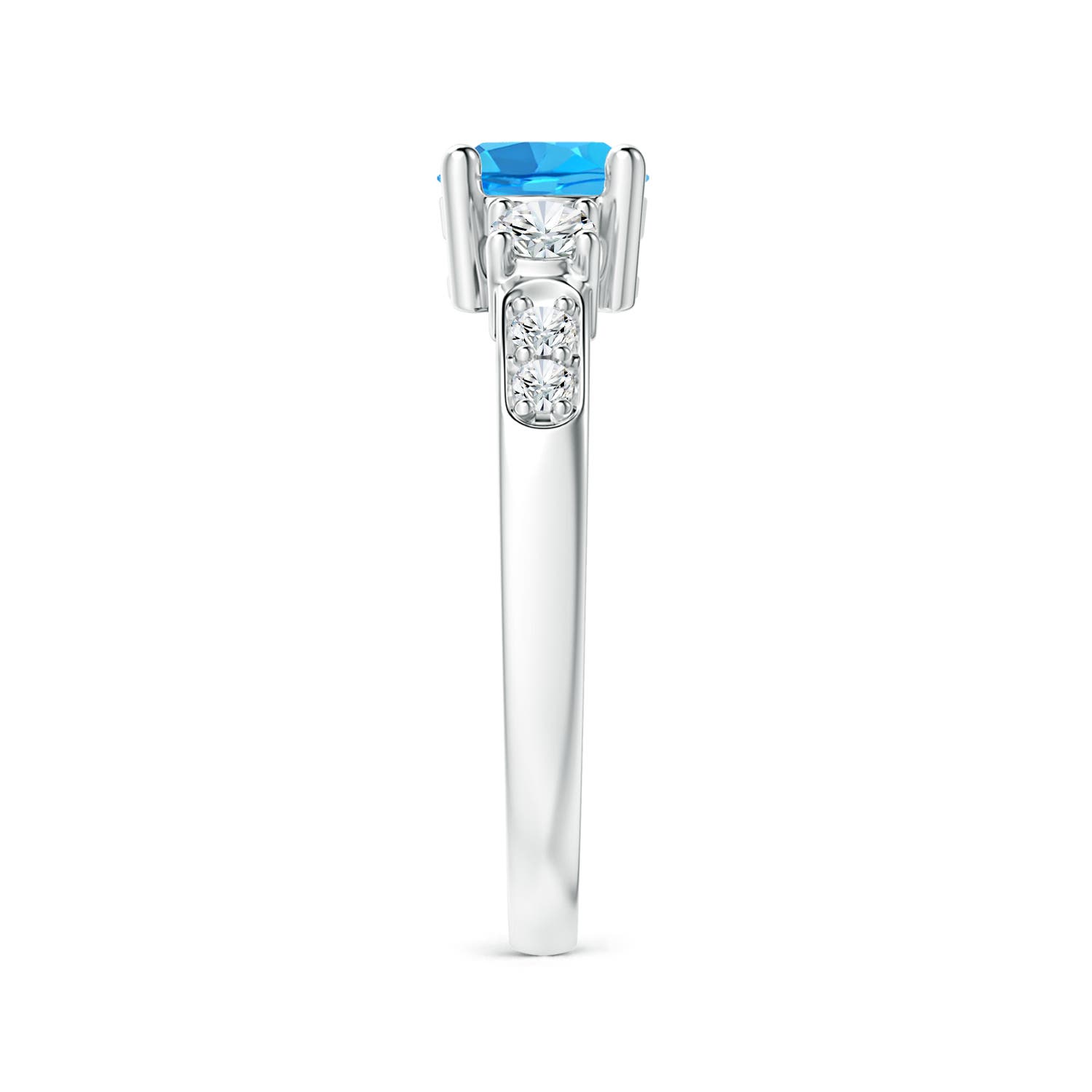 AAA - Swiss Blue Topaz / 1.28 CT / 14 KT White Gold