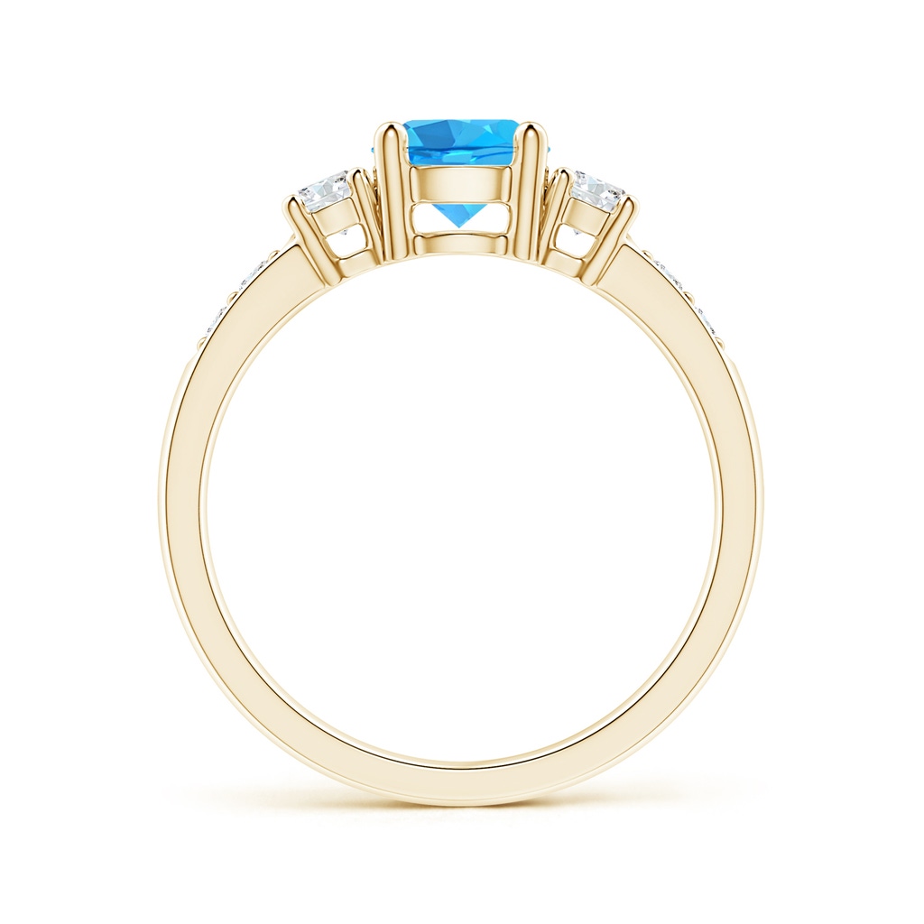 6mm AAA Three Stone Swiss Blue Topaz and Diamond Ring in Yellow Gold - side_1