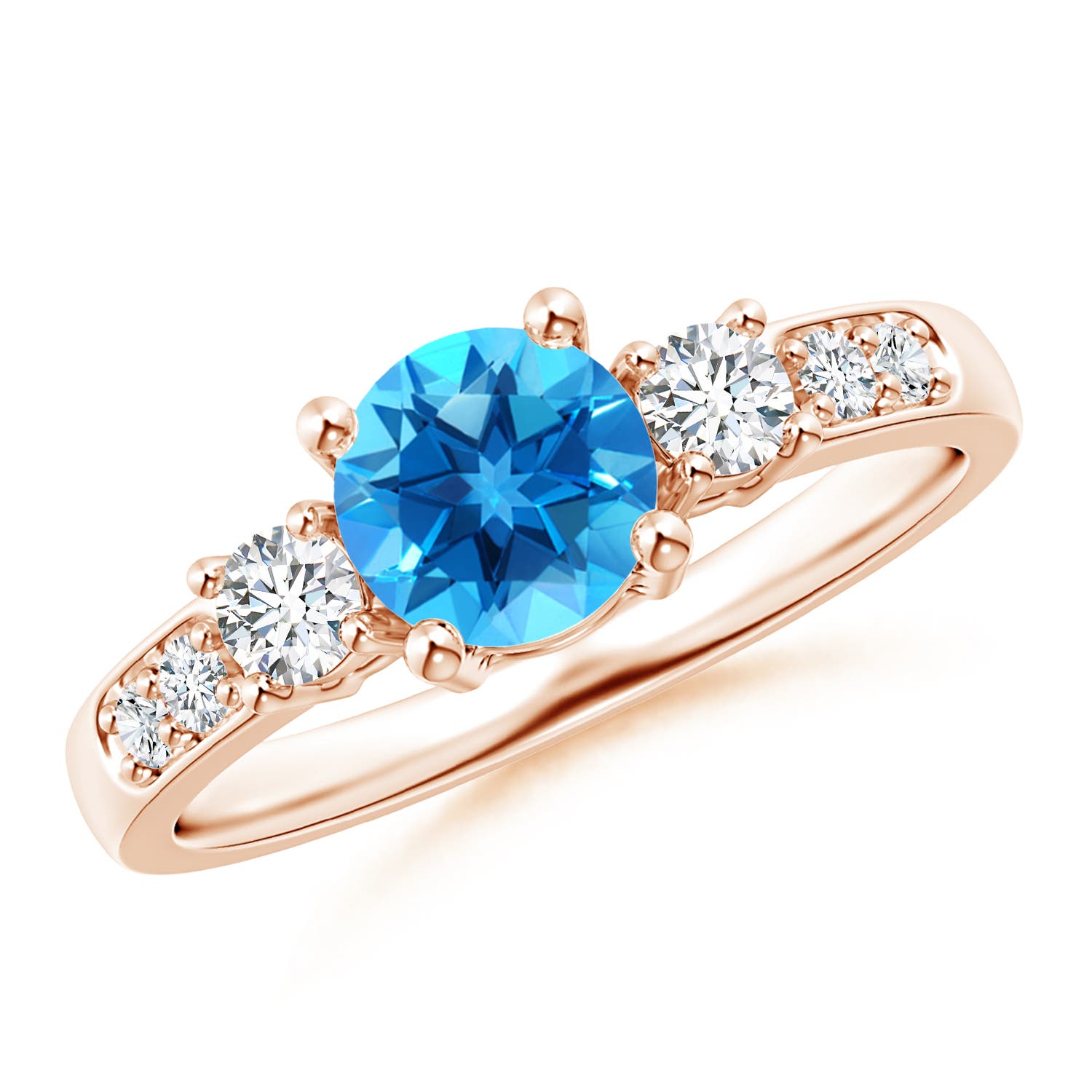 AAAA - Swiss Blue Topaz / 1.28 CT / 14 KT Rose Gold