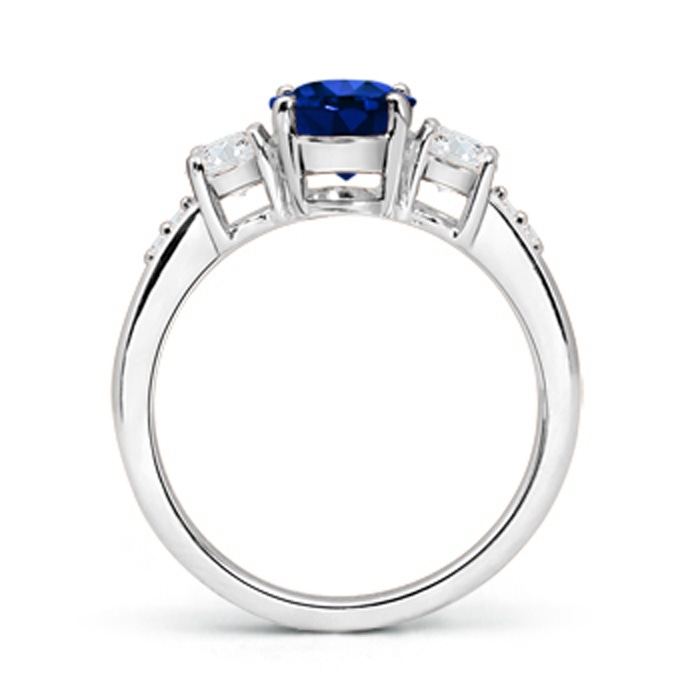 6mm AAAA Three Stone Sapphire and Diamond Ring in White Gold product image