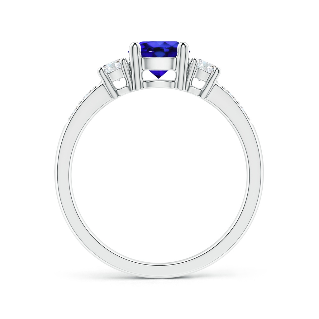 6mm AAA Three Stone Tanzanite and Diamond Ring in White Gold Side-1
