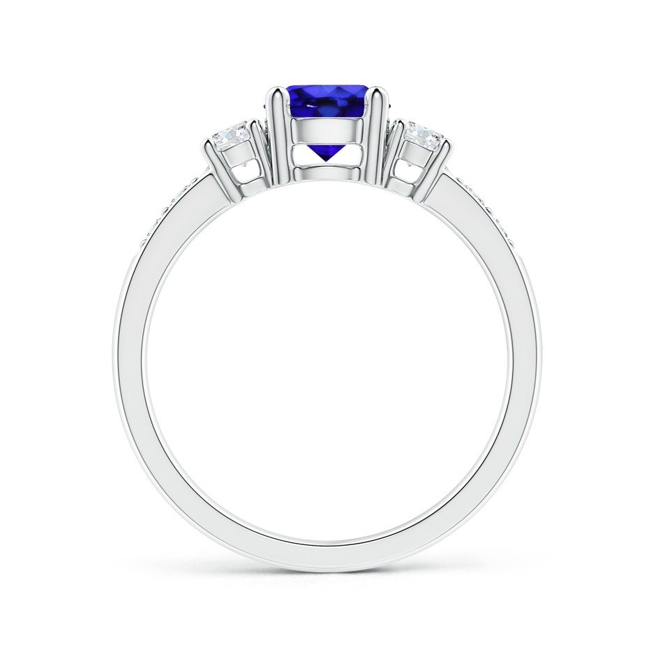 6mm AAA Three Stone Tanzanite and Diamond Ring in White Gold side-1