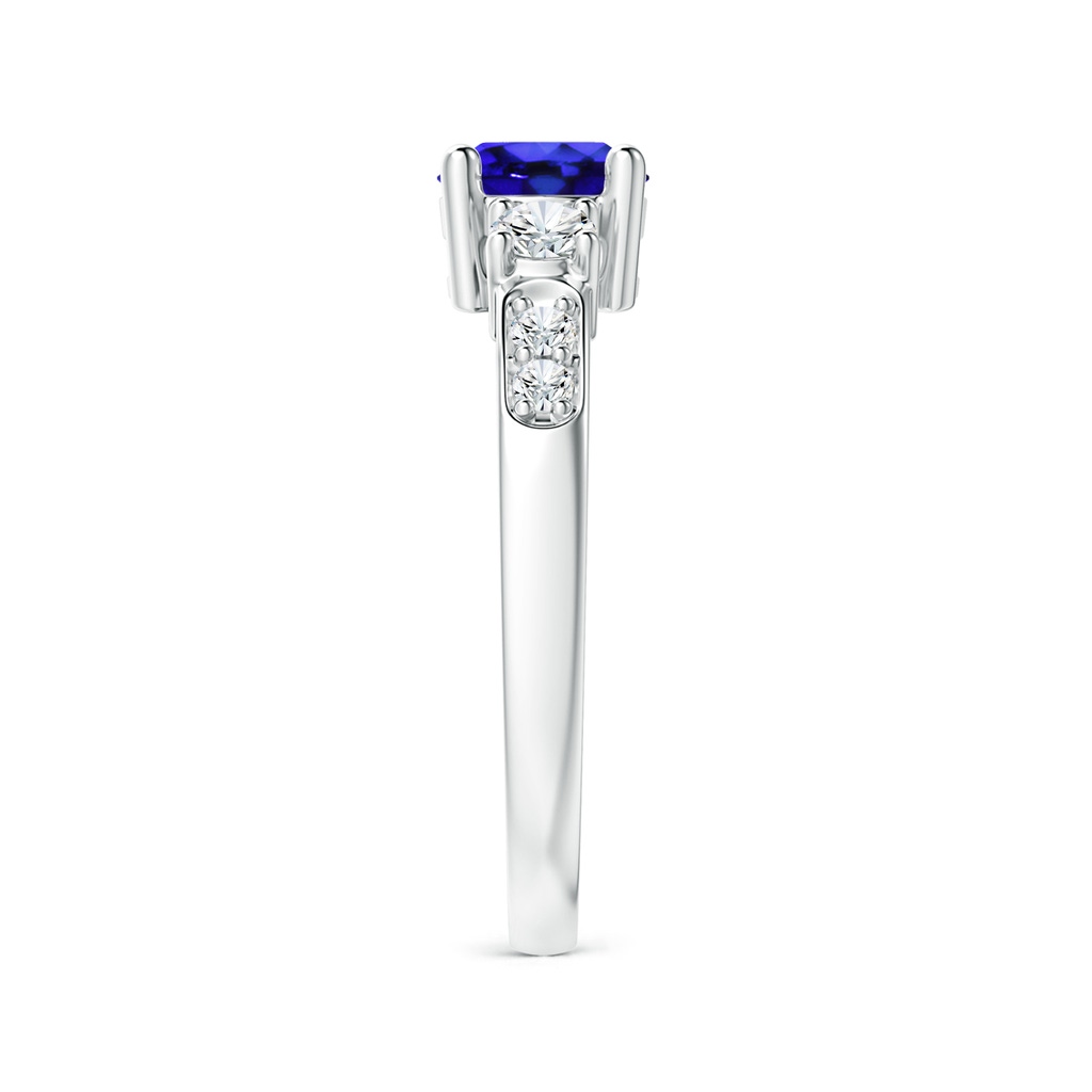 6mm AAA Three Stone Tanzanite and Diamond Ring in White Gold Side-2