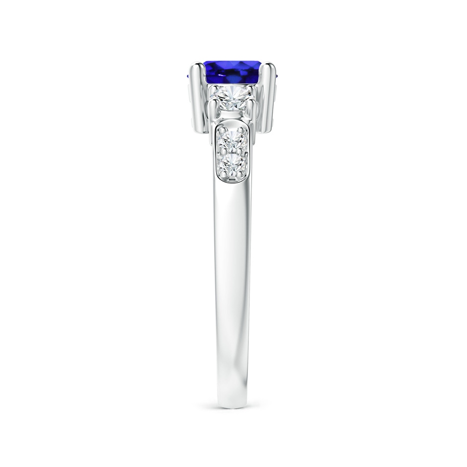 6mm AAA Three Stone Tanzanite and Diamond Ring in White Gold side-2