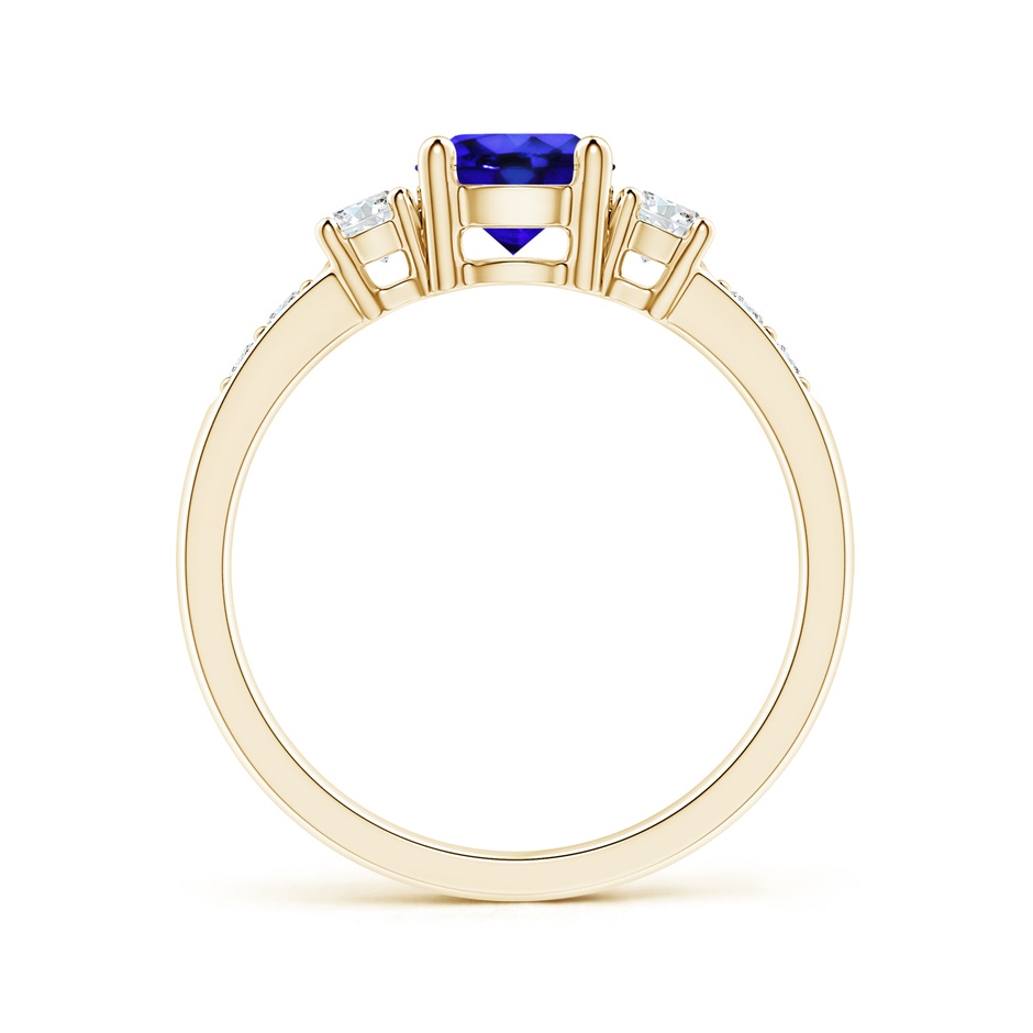 6mm AAA Three Stone Tanzanite and Diamond Ring in Yellow Gold side-1