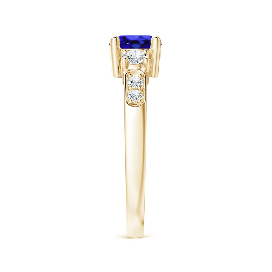 6mm AAA Three Stone Tanzanite and Diamond Ring in Yellow Gold side-2