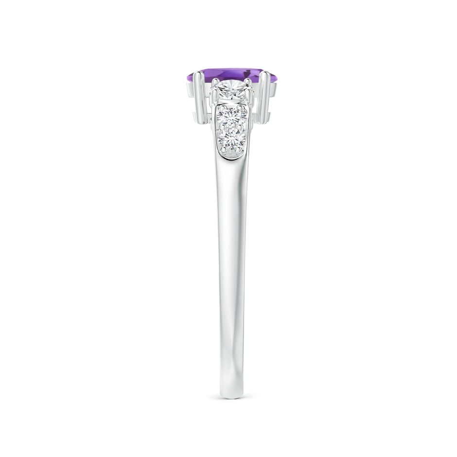 6x4mm A Three Stone Amethyst and Diamond Ring with Accents in 18K White Gold side 299