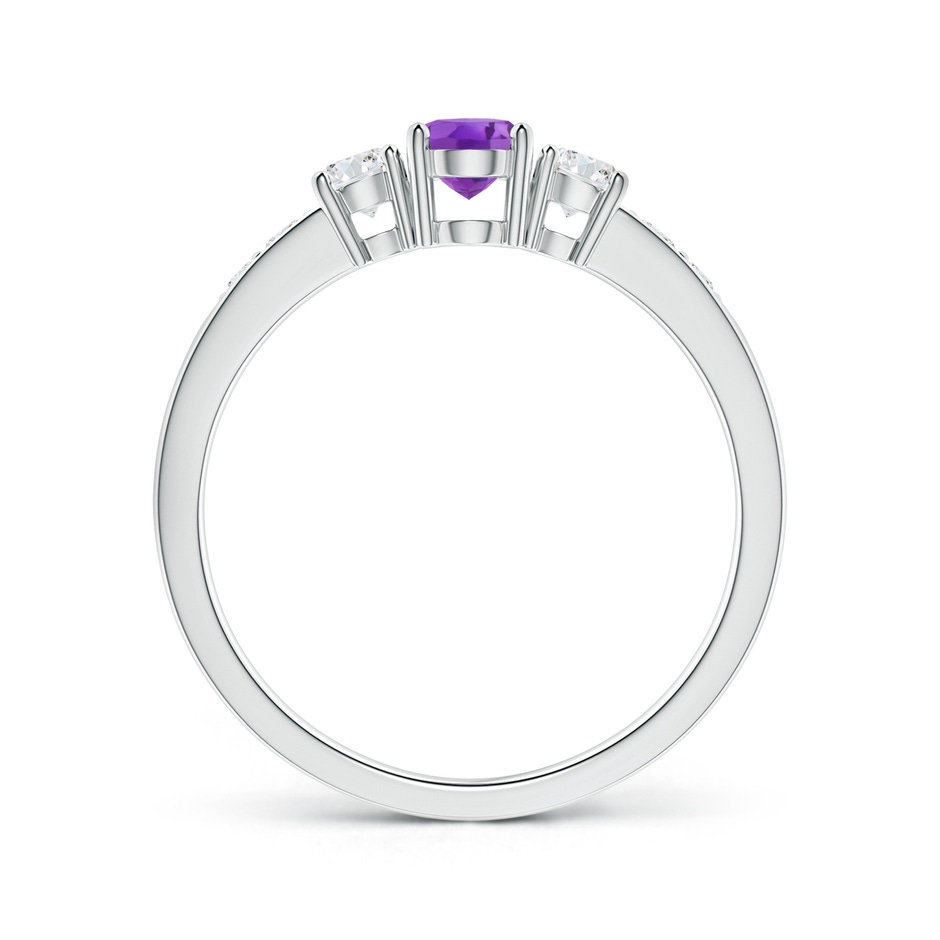 6x4mm AA Three Stone Amethyst and Diamond Ring with Accents in P950 Platinum side 199