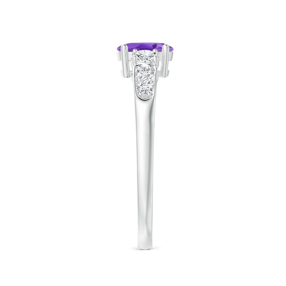 6x4mm AA Three Stone Amethyst and Diamond Ring with Accents in P950 Platinum side 299