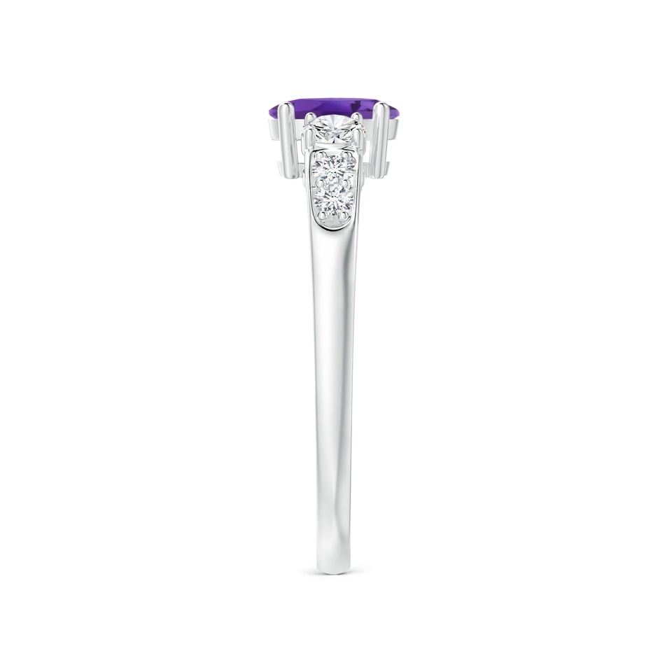 6x4mm AAA Three Stone Amethyst and Diamond Ring with Accents in P950 Platinum side 299