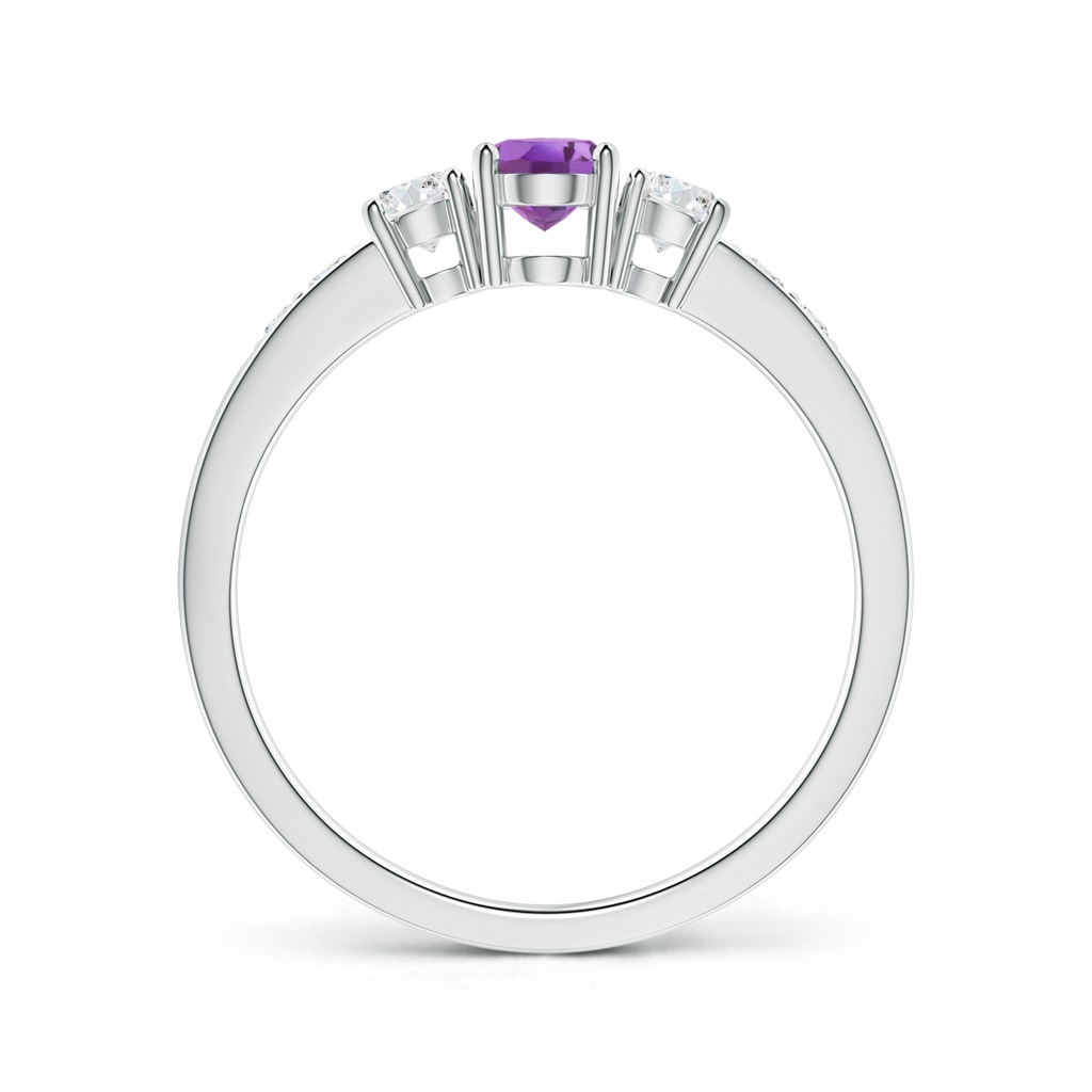 6x4mm AAAA Three Stone Amethyst and Diamond Ring with Accents in P950 Platinum - side 199