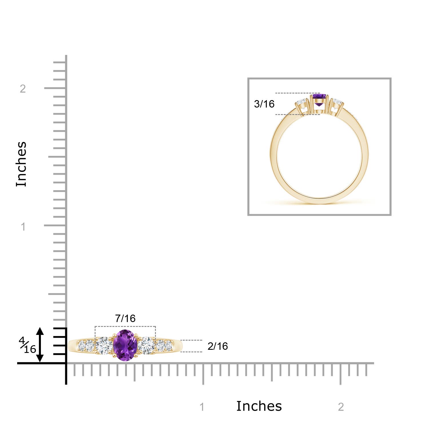 AAAA - Amethyst / 0.73 CT / 14 KT Yellow Gold