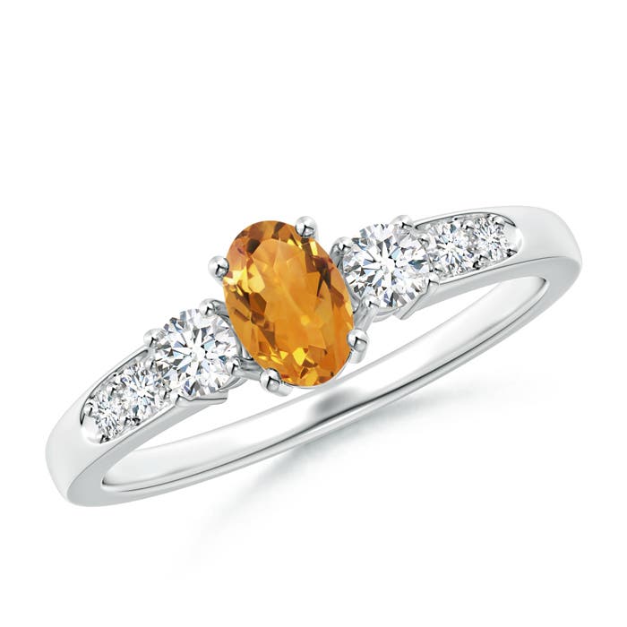 AA - Citrine / 0.73 CT / 14 KT White Gold