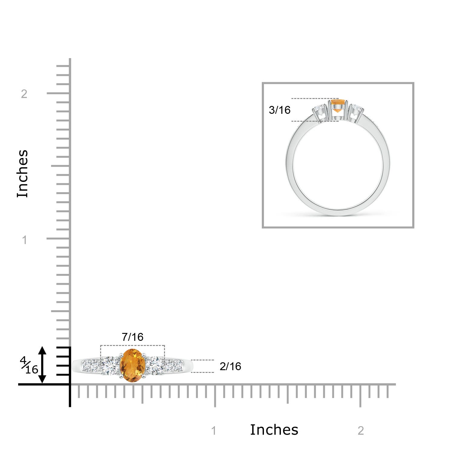 AA - Citrine / 0.73 CT / 14 KT White Gold