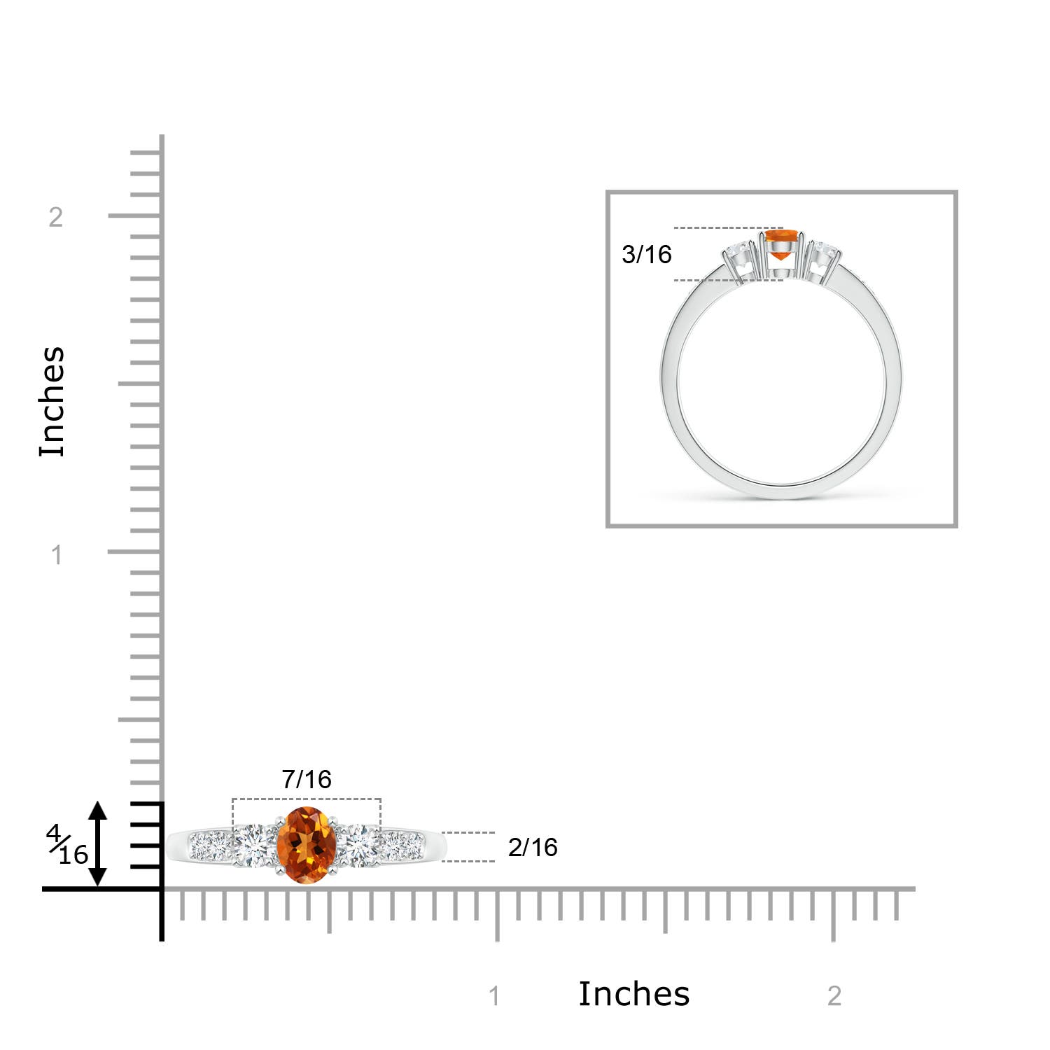 AAAA - Citrine / 0.73 CT / 14 KT White Gold