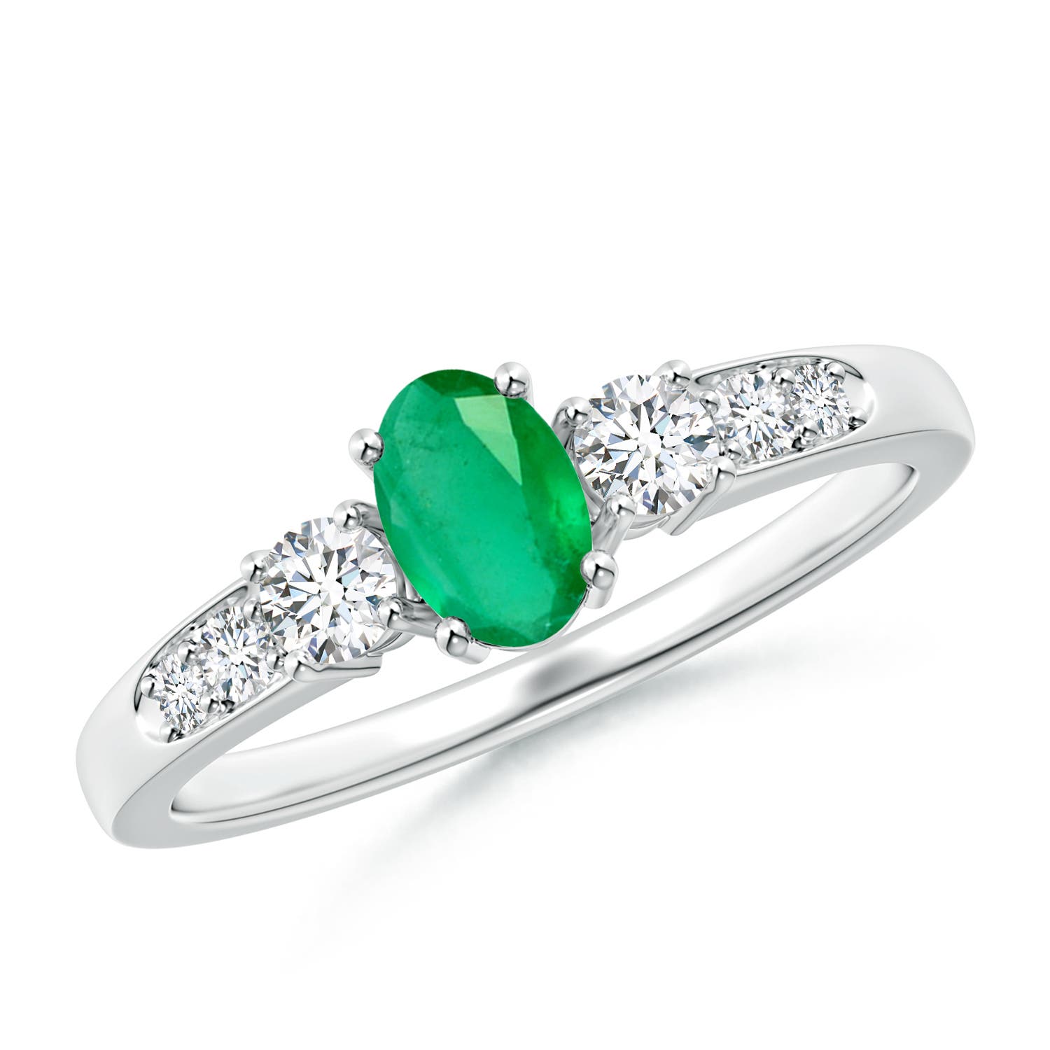 A - Emerald / 0.73 CT / 14 KT White Gold