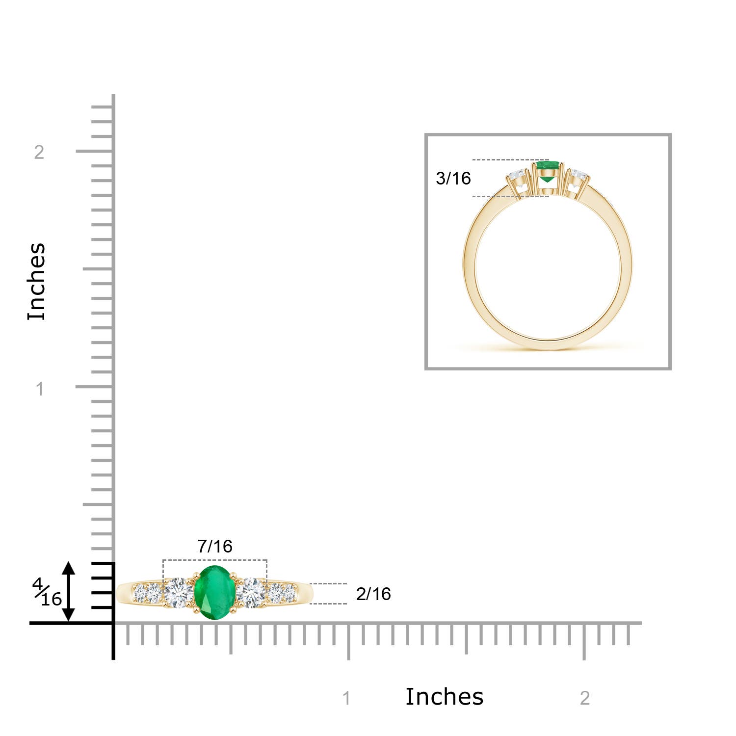 A - Emerald / 0.73 CT / 14 KT Yellow Gold