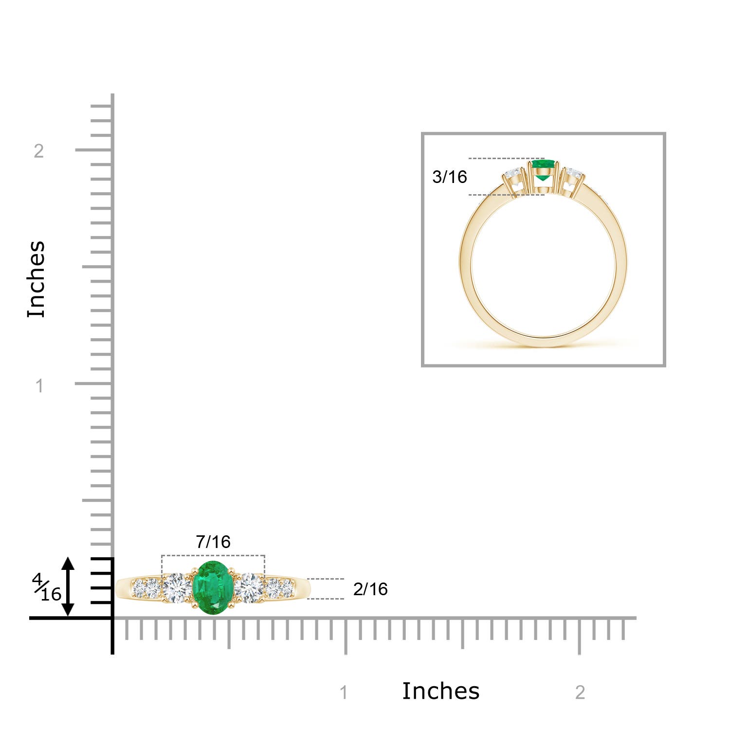 AA - Emerald / 0.73 CT / 14 KT Yellow Gold