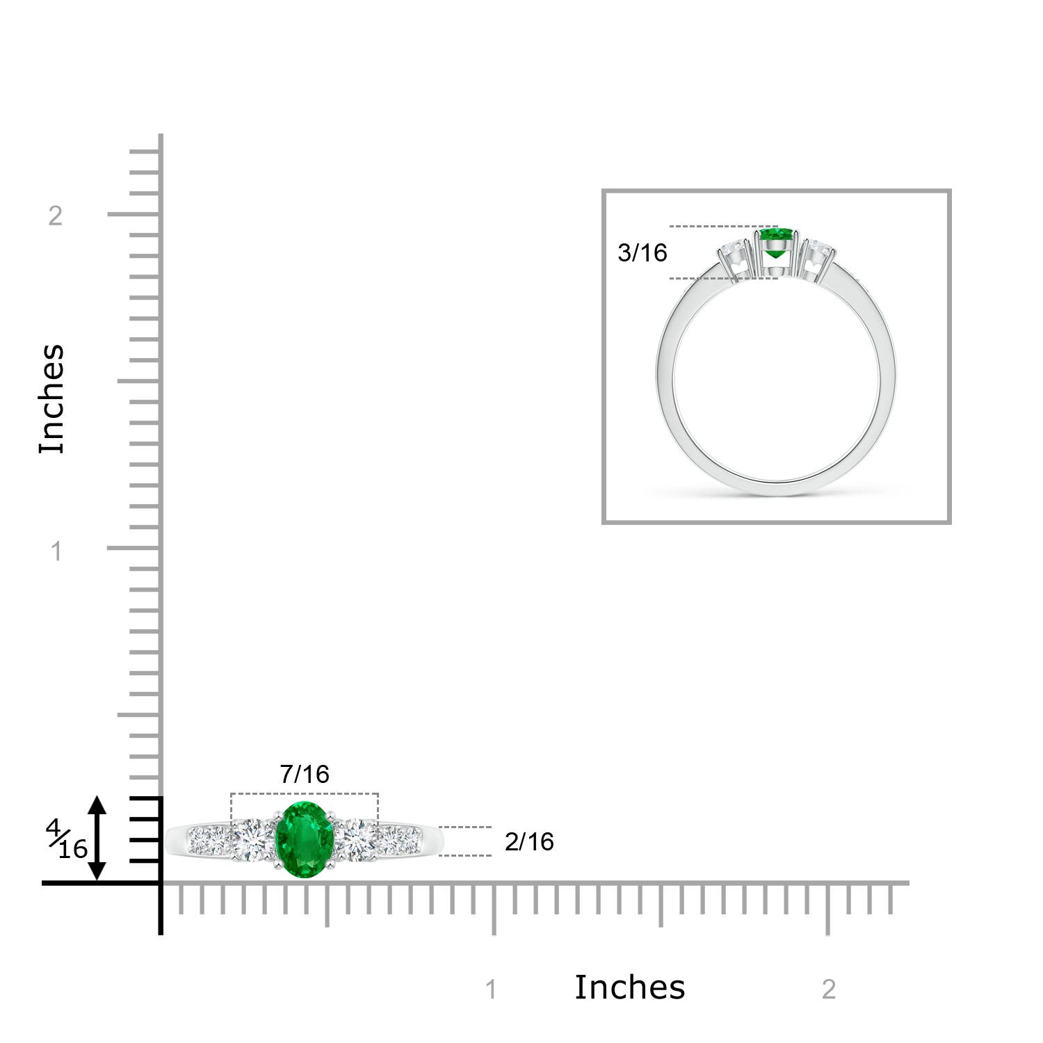 AAAA - Emerald / 0.73 CT / 14 KT White Gold