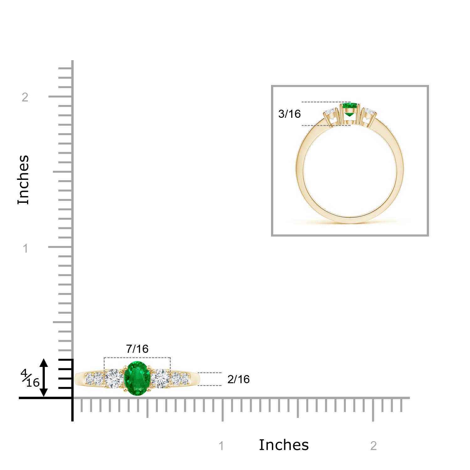 AAAA - Emerald / 0.73 CT / 14 KT Yellow Gold