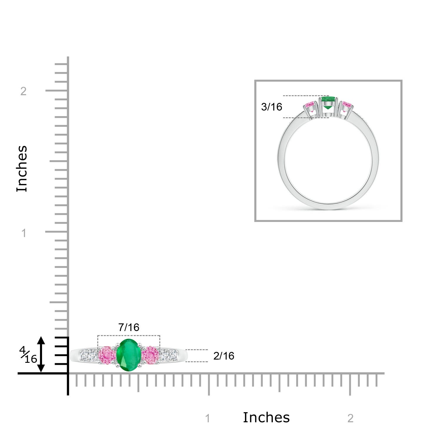 A - Emerald / 0.8 CT / 14 KT White Gold