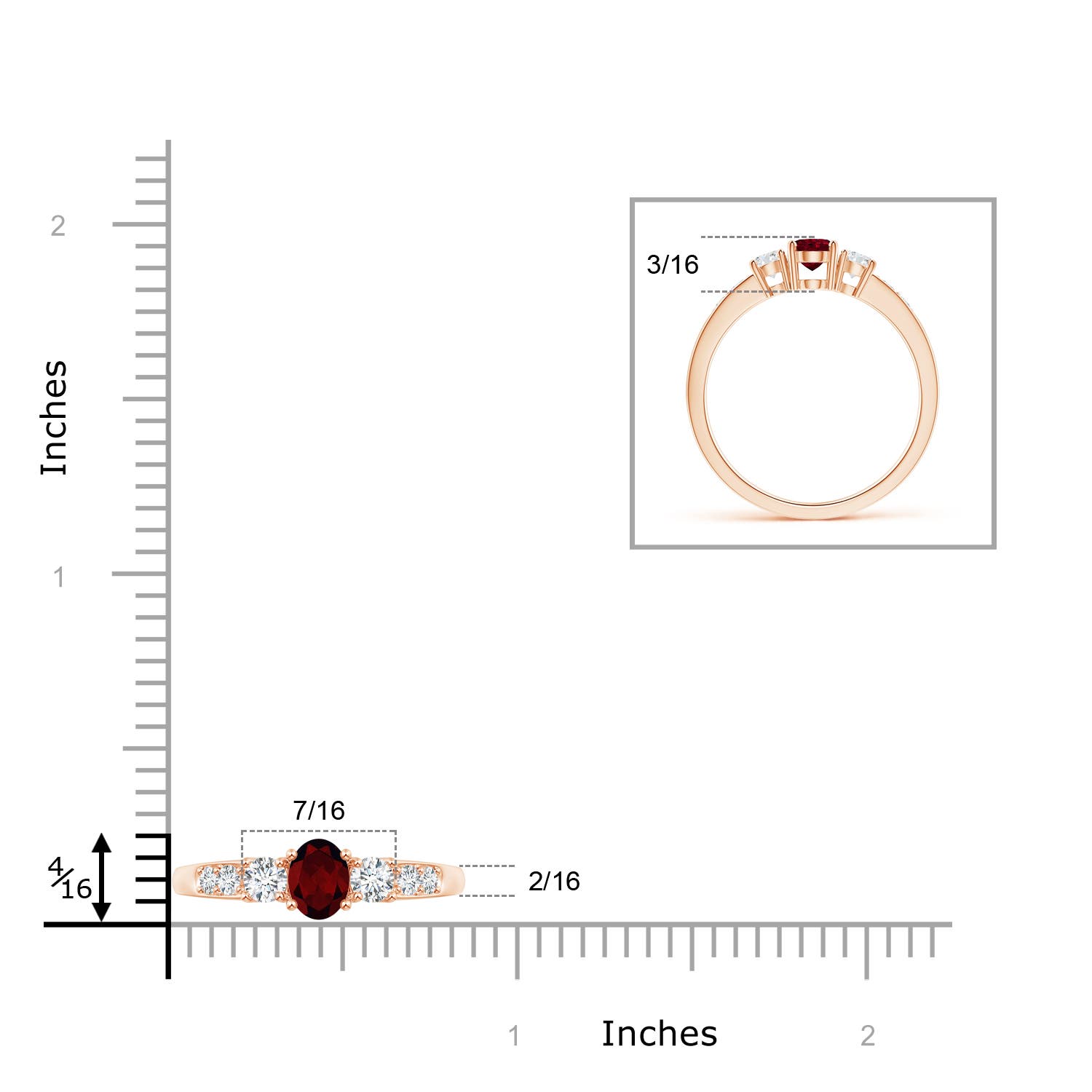 A - Garnet / 0.88 CT / 14 KT Rose Gold