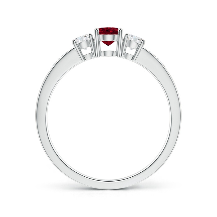 6x4mm AAA Three Stone Garnet and Diamond Ring with Accents in White Gold product image