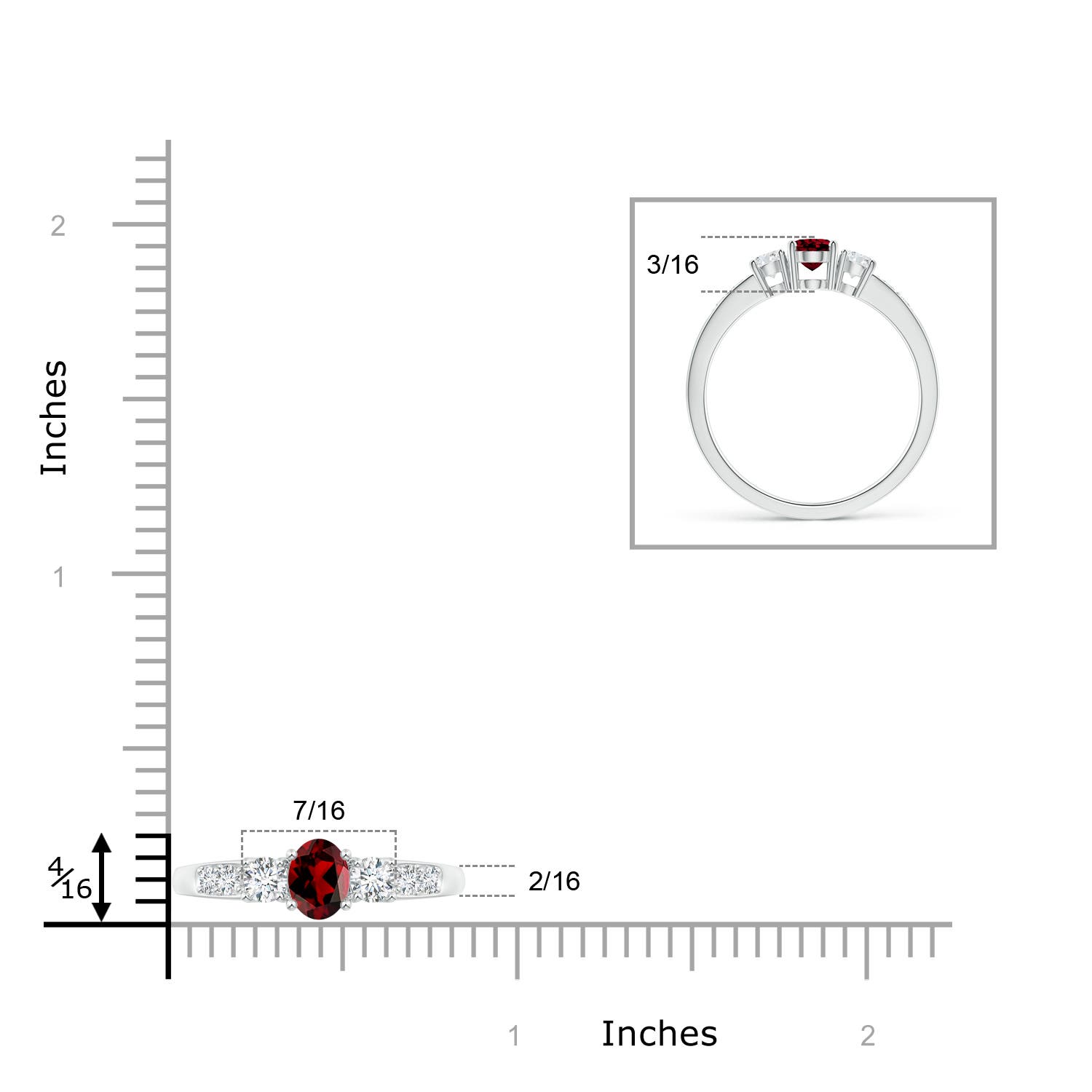 AAAA - Garnet / 0.88 CT / 14 KT White Gold