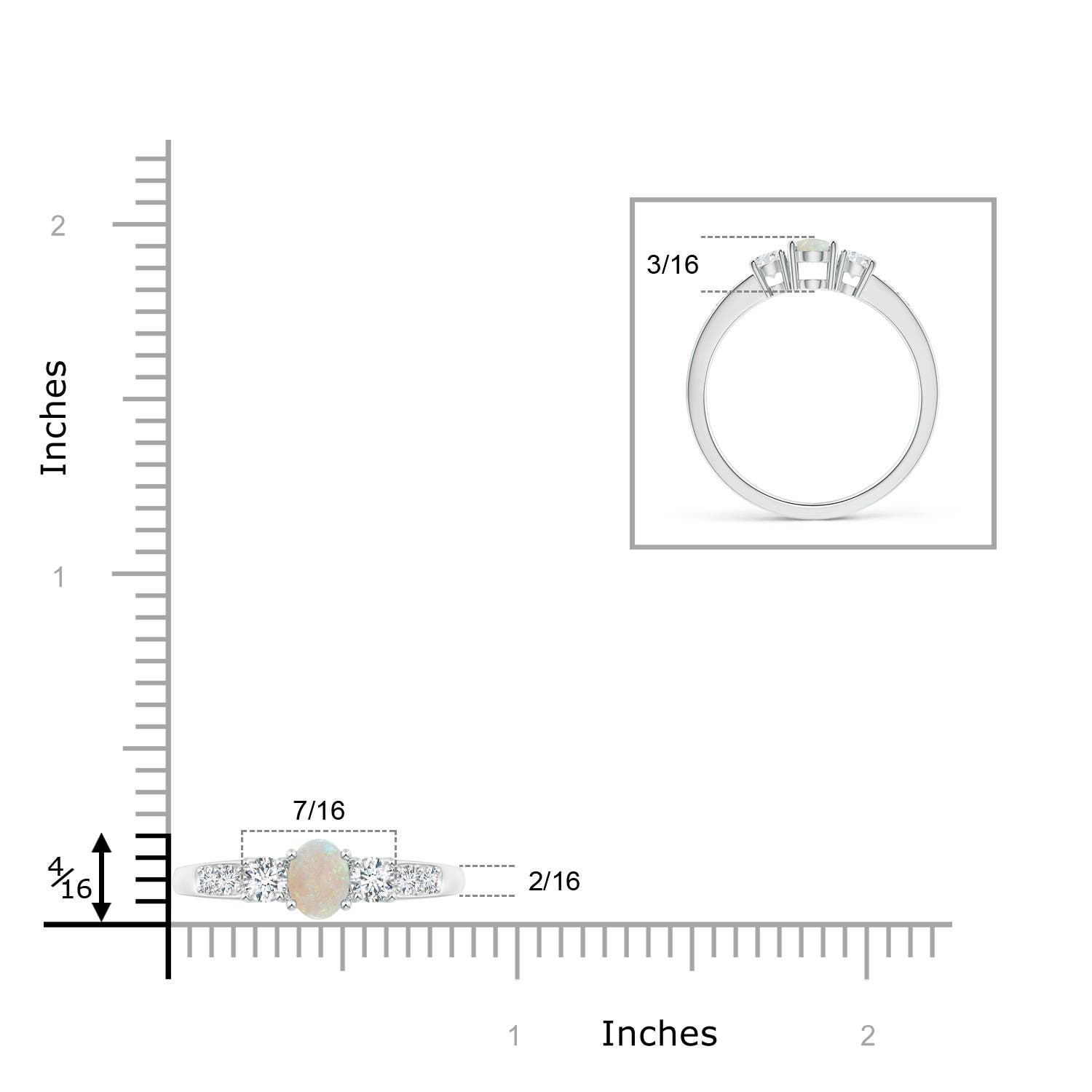 AA - Opal / 0.61 CT / 14 KT White Gold