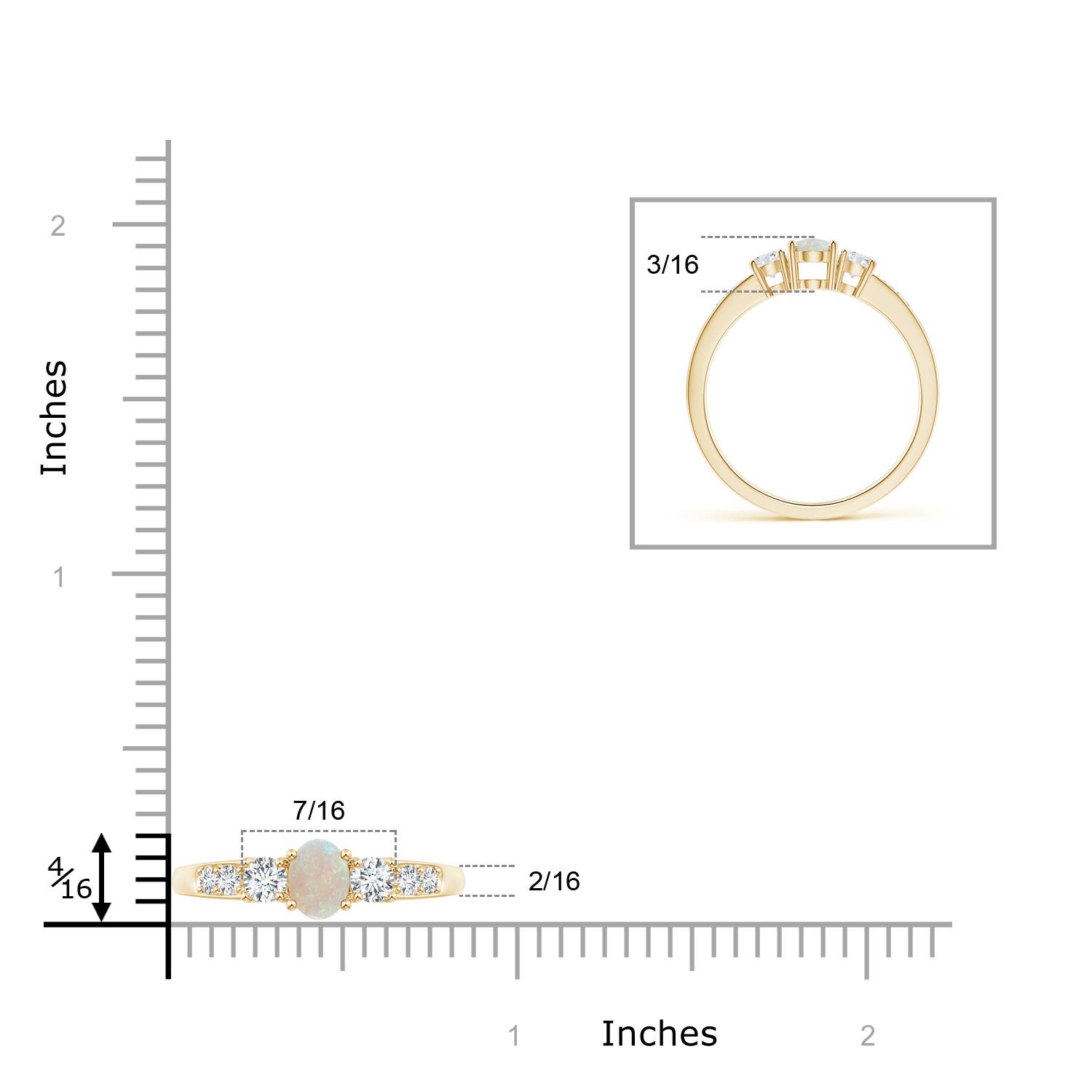 AA - Opal / 0.61 CT / 14 KT Yellow Gold