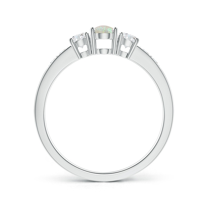 6x4mm AAA Three Stone Opal and Diamond Ring with Accents in White Gold Side-1