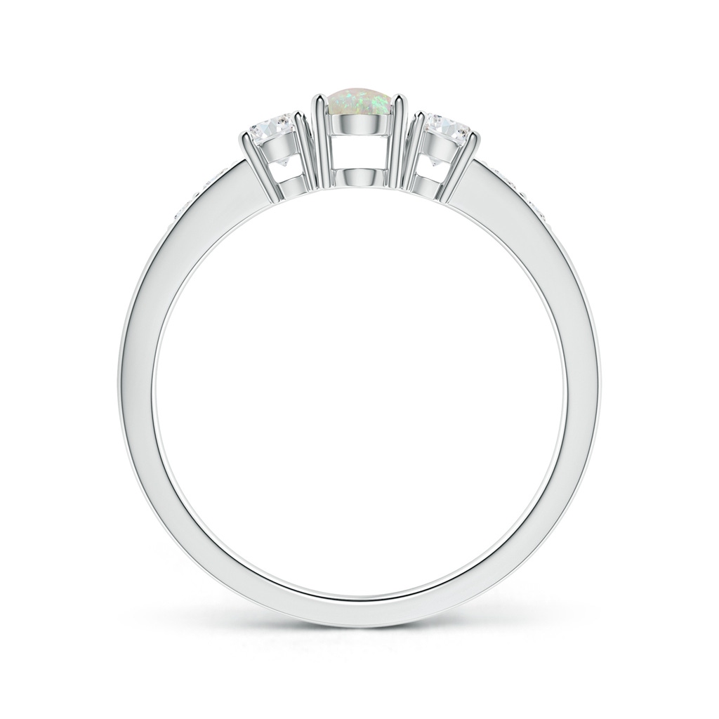 6x4mm AAA Three Stone Opal and Diamond Ring with Accents in White Gold - side 199