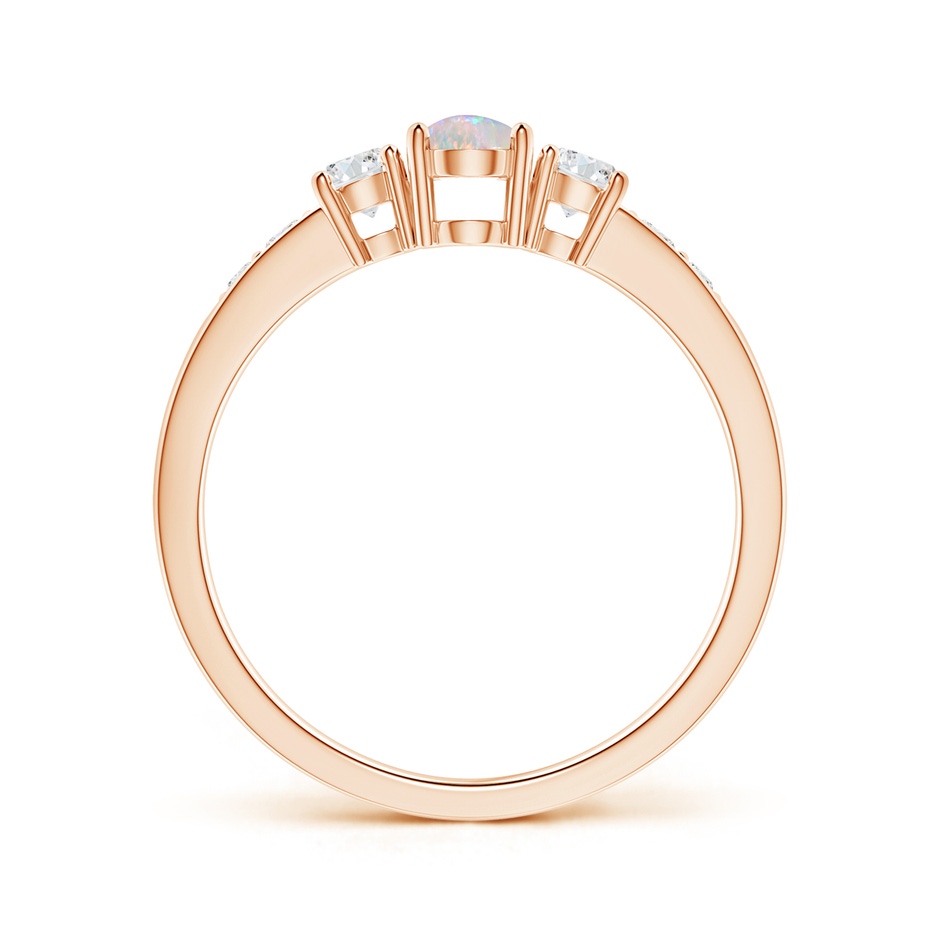 6x4mm AAAA Three Stone Opal and Diamond Ring with Accents in 18K Rose Gold side 199