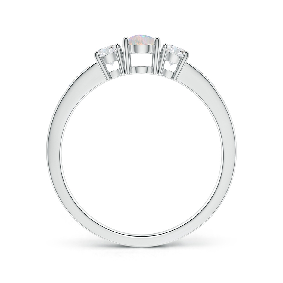 6x4mm AAAA Three Stone Opal and Diamond Ring with Accents in 18K White Gold side 199