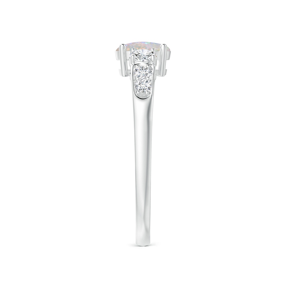 6x4mm AAAA Three Stone Opal and Diamond Ring with Accents in 18K White Gold side 299