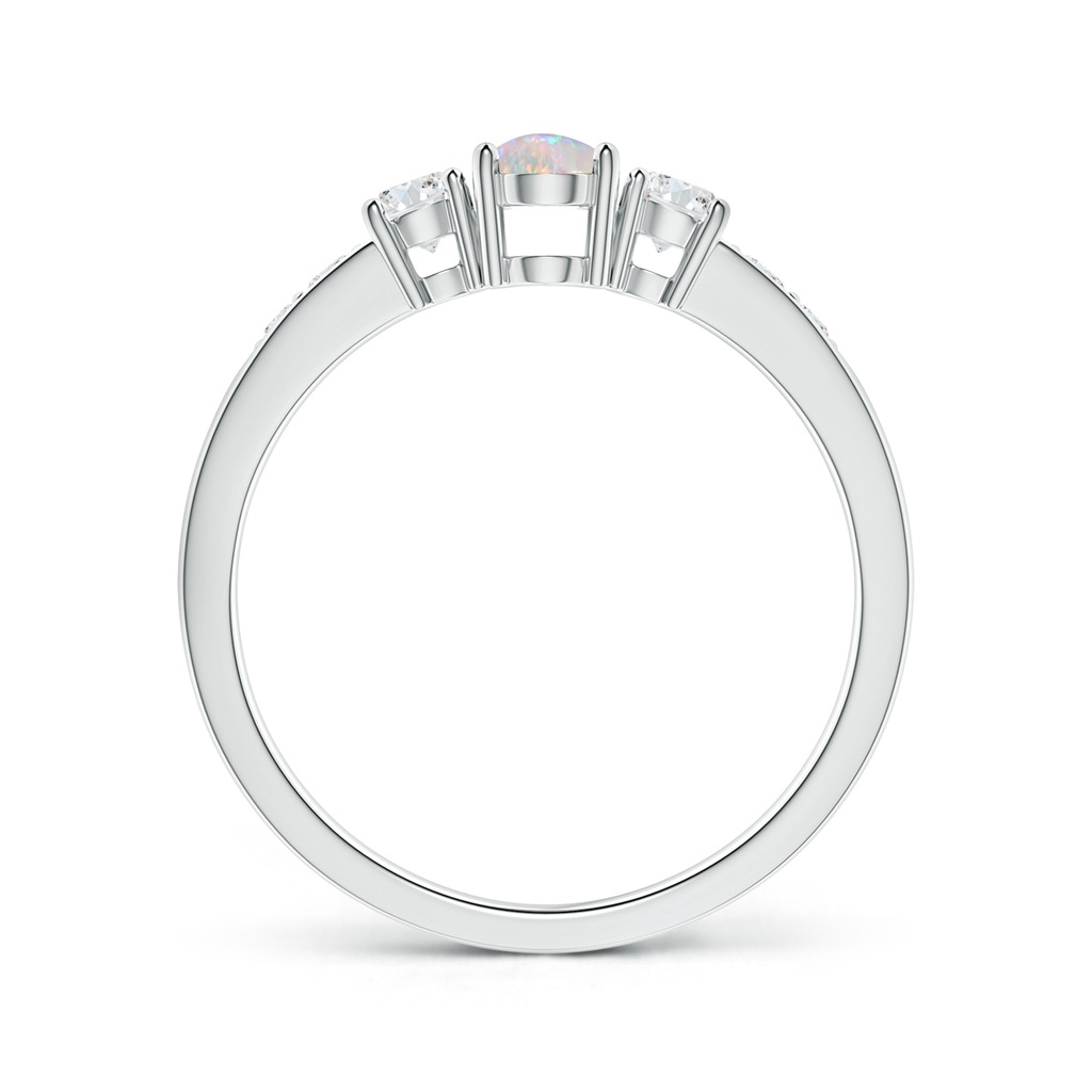 6x4mm AAAA Three Stone Opal and Diamond Ring with Accents in P950 Platinum - side 199