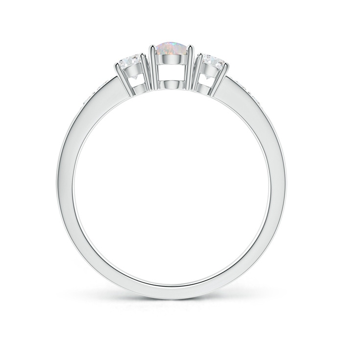 6x4mm AAAA Three Stone Opal and Diamond Ring with Accents in White Gold side-1