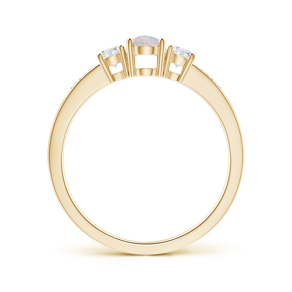 6x4mm AAAA Three Stone Opal and Diamond Ring with Accents in Yellow Gold side 199