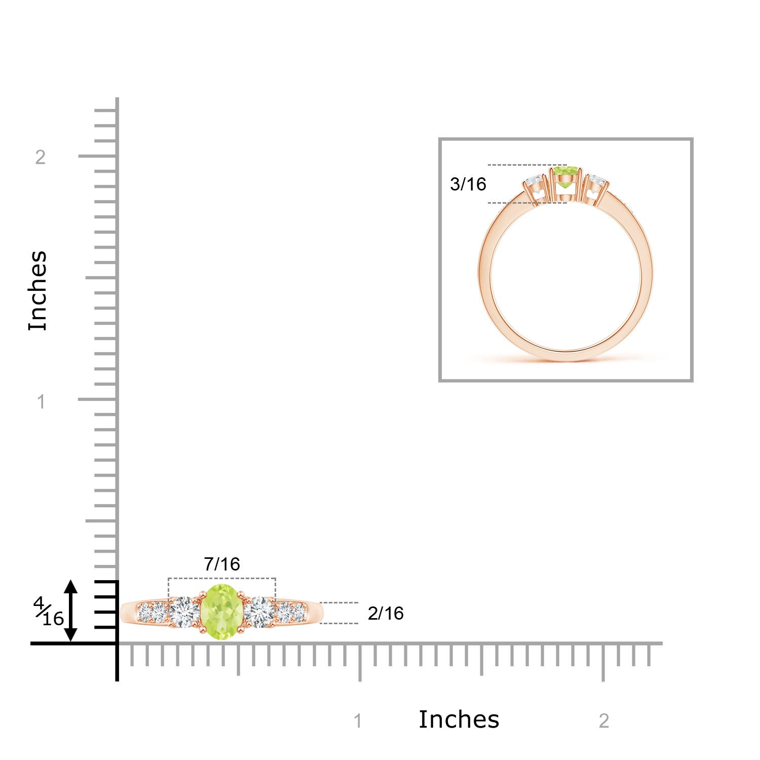 A - Peridot / 0.81 CT / 14 KT Rose Gold