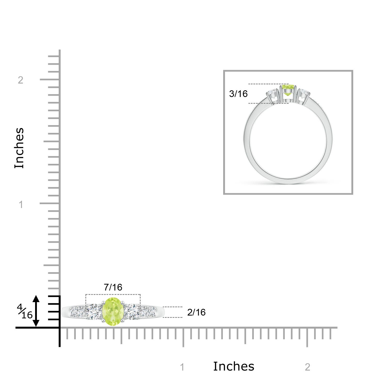 A - Peridot / 0.81 CT / 14 KT White Gold