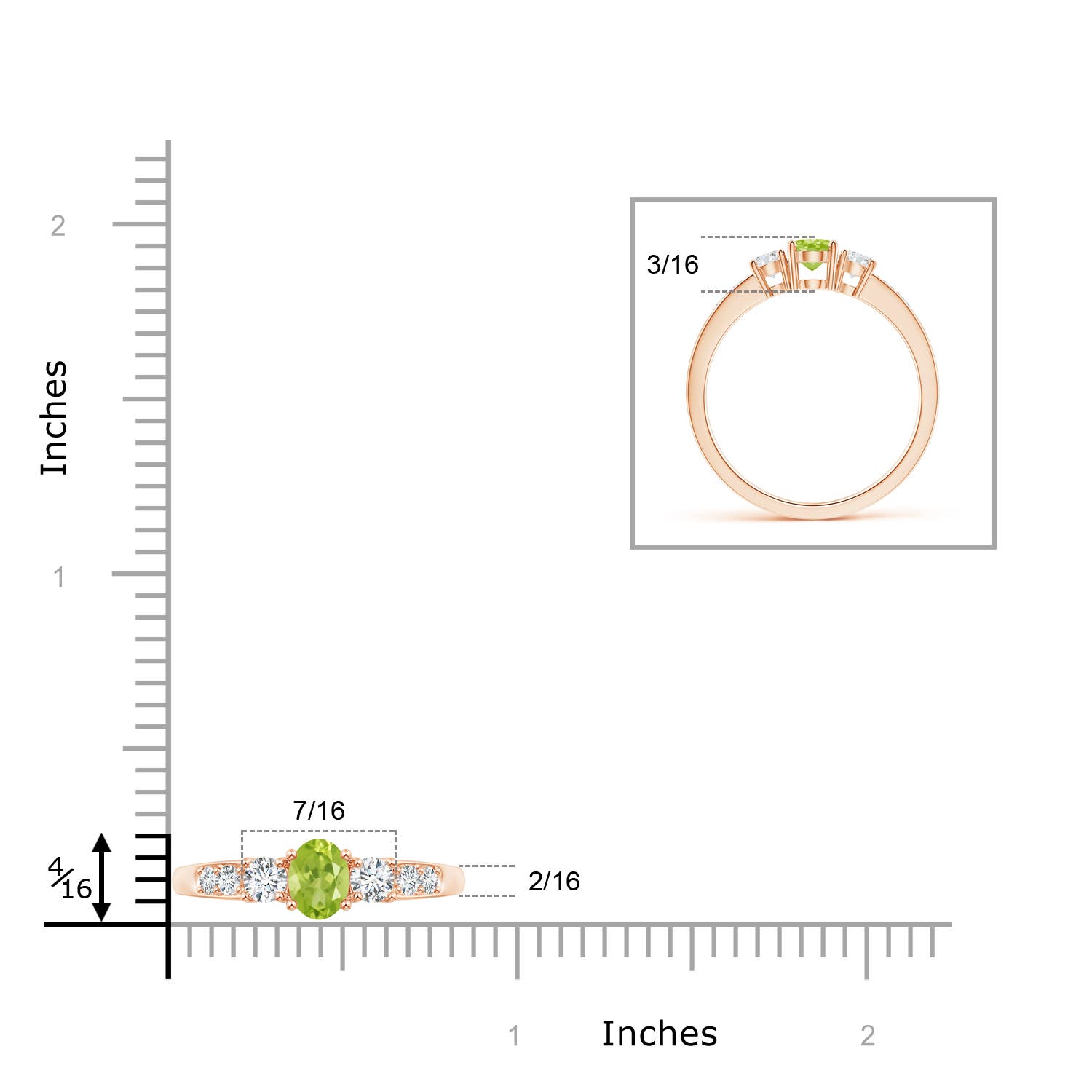 AA - Peridot / 0.81 CT / 14 KT Rose Gold